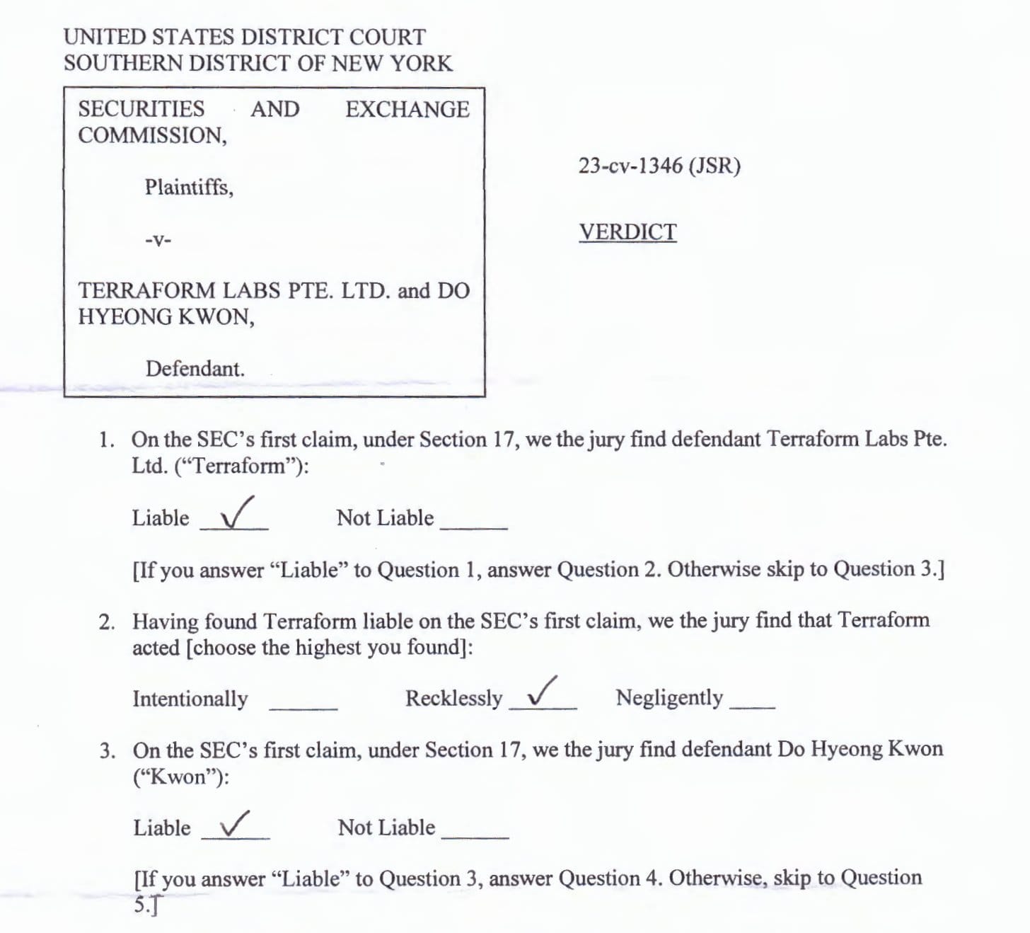 Terraform Labs и ее сооснователь До Квон были признаны виновными в мошенничестве с ценными бумагами в Манхэттенском суде в пятницу