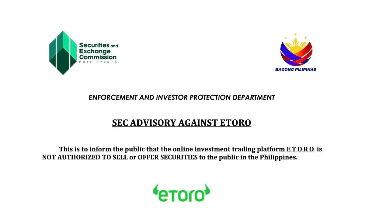 eToro сталкивается с проверкой Филиппинской комиссии по ценным бумагам