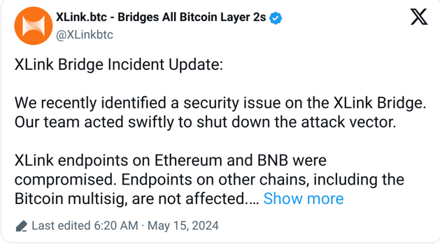 Bitcoin bridge XLink resurrection underway post $10M hack