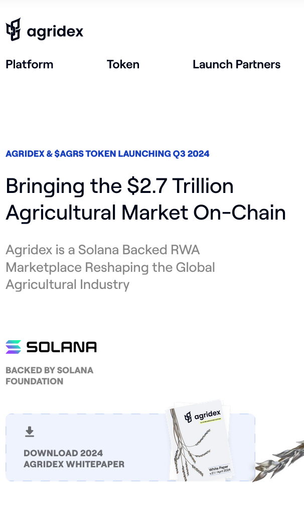 Платформа токенизации на основе Solana AgriDex привлекает $5 млн на токенизацию сельскохозяйственной промышленности