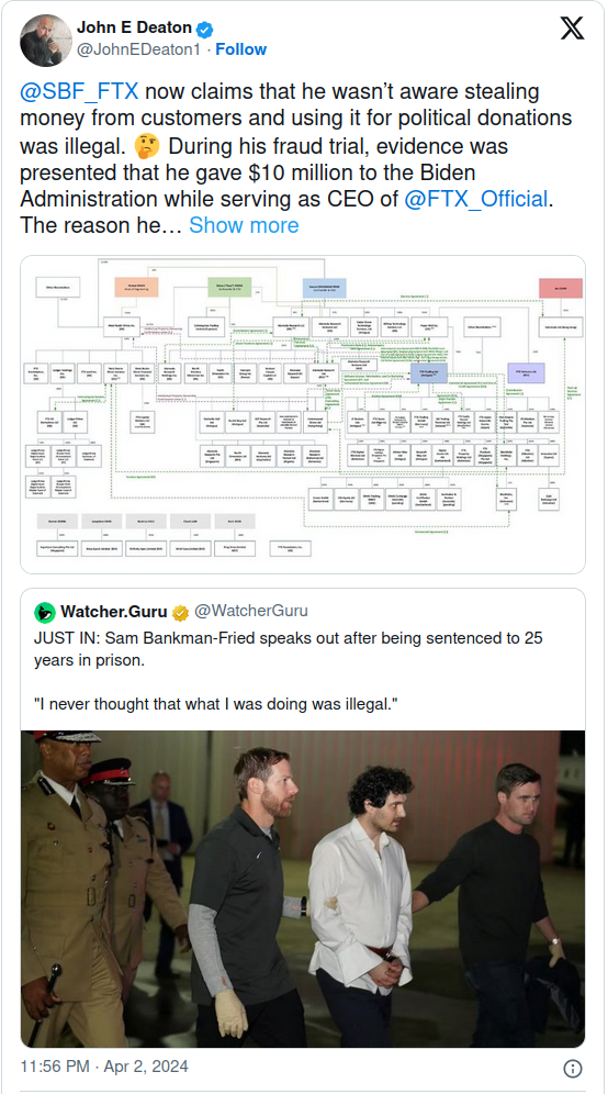 Юрист фирмы Deaton Law Firm Джон Дитон обвинил правительство США в пособничестве FTX post image