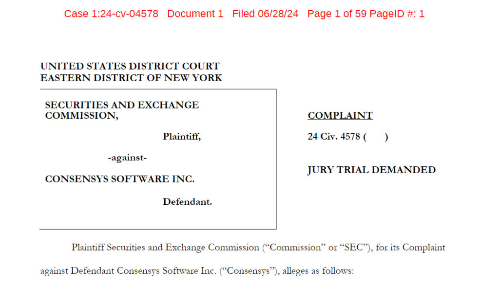 SEC Files Suit Against Consensys for Unregistered MetaMask Brokerage and Staking post image