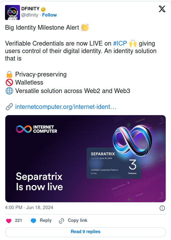 Internet Computer Protocol Launches Privacy-Focused Verified Credentials to Securely Share Personal Data in Web3 post image