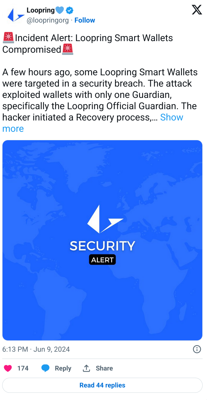 Ethereum Layer 2 Protocol Loopring Faces Security Breach in Smart Wallets post image