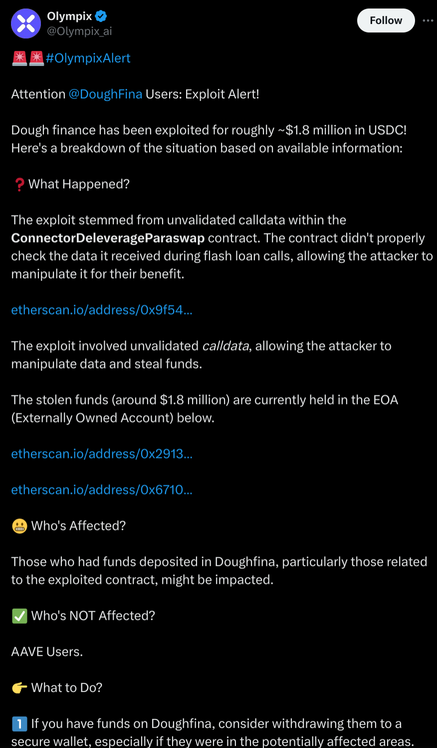 Dough Finance loses $1.8M in flash loan attack post image