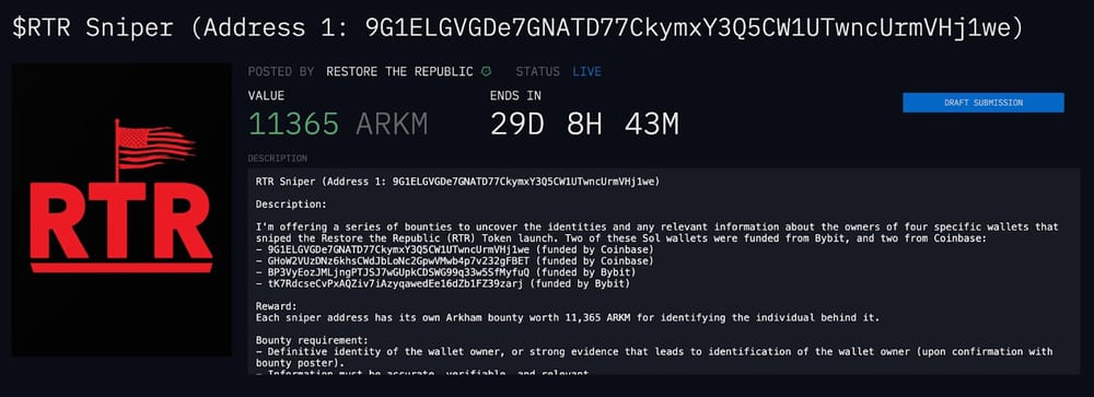 Arkham Launches Bounty To Identify Owners of Wallets Associated With Fraudulent Altcoin Project post image